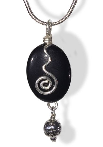 Arabesque Pendant (Black Onyx & Silver) #2