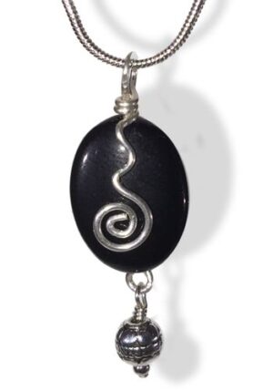 Arabesque Pendant (Black Onyx & Silver)