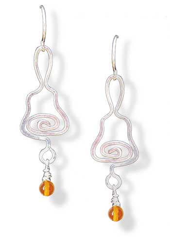 Handbell Earrings, Amber