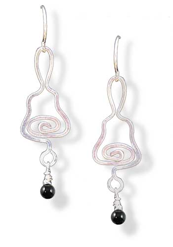 Handbell Earrings, Black Onyx