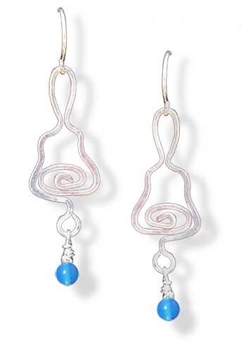 Handbell Earrings, Blue Agate