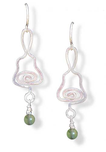 Handbell Earrings, Green Jade