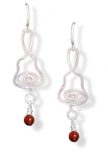 Handbell Earrings, Red Carnelian