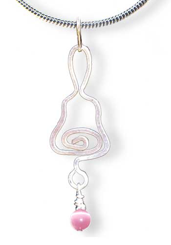 Handbell Pendant, Pink Cats Eye