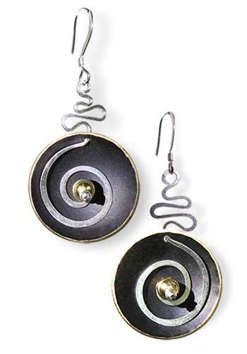 Hypnotic Earrings (Black with Gold Bead)