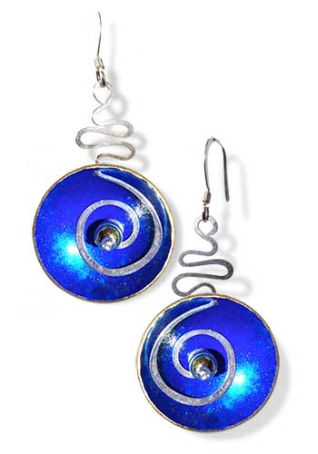 Hypnotic Earrings (Cobalt with Gold Bead)