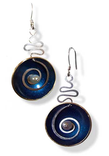 Hypnotic Earrings (Cobalt with Pearl)