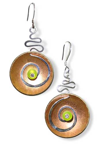 Hypnotic Earrings (Copper with Green Sea Glass)
