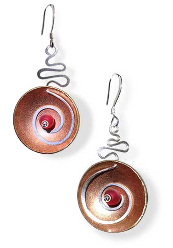 Hypnotic Earrings (Copper with Red Gem)