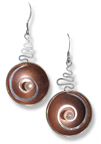 Hypnotic Earrings (Copper with Pearl)