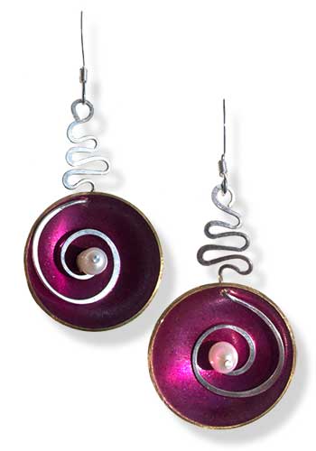 Hypnotic Earrings (Fuchsia with Pearl)