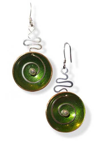 Hypnotic Earrings (Green with Pearl)