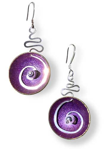 Hypnotic Earrings (Purple with Silver Bead)
