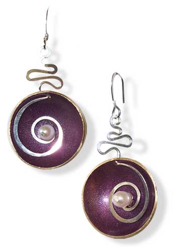 Hypnotic Earrings (Purple with Pearl)