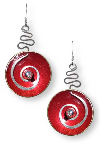 Hypnotic Earrings (Red with Silver Bead)