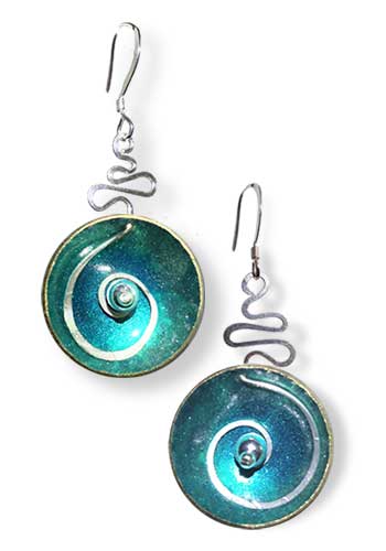 Hypnotic Earrings (Teal with Silver Bead)