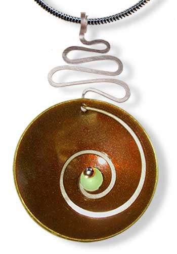 Hypnotic Pendant (Brown with Green Sea Glass)