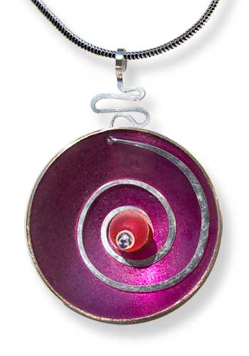 Hypnotic Pendant (Fuchsia with Red Gem)