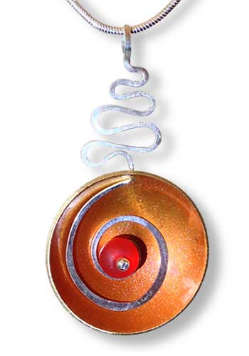 Hypnotic Pendant (Orange with Red Gem)
