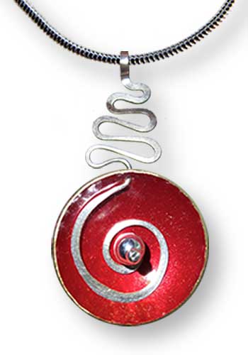 Hypnotic Pendant (Red with Silver Bead)