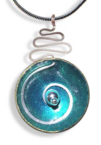 Hypnotic Pendant (Teal with Silver Bead)
