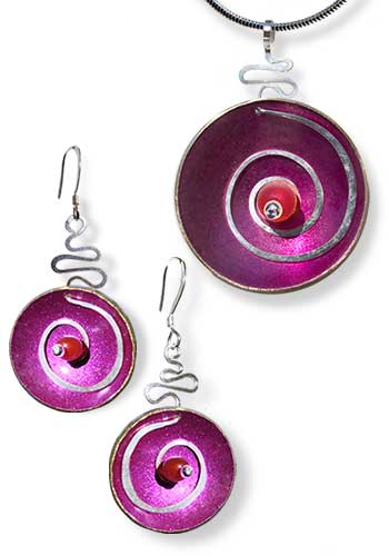 Hypnotic Set (Fuchsia with Red Gem) 509-FR Set