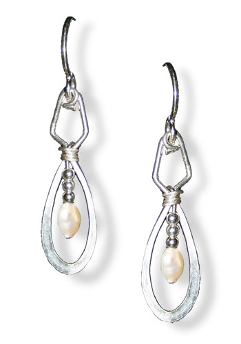 Inner Space Earrings (With Gemstones), White Pearl