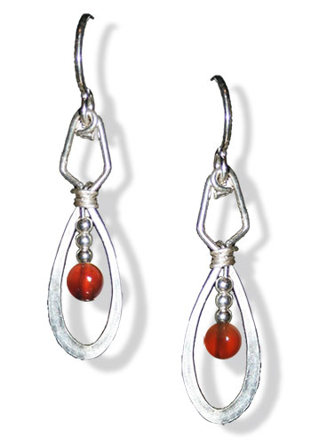 Inner Space Earrings (With Gemstones), Red Carnelian