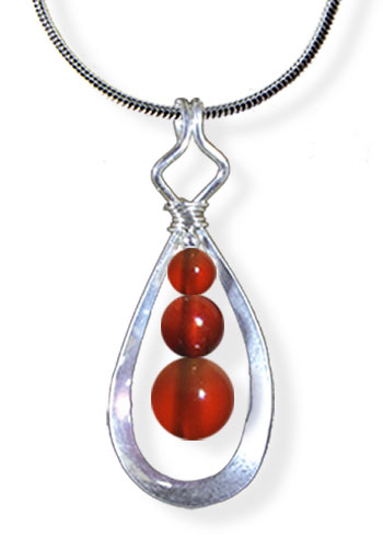 Inner Space Pendant (With Gemstones), Red Carnelian