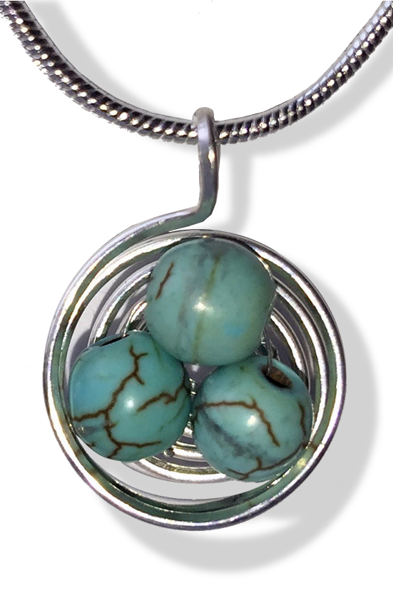 The Nest Pendant (Circular Silver Robin Blue)