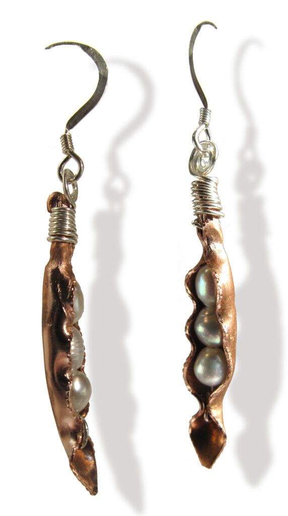 Pearl Pod Earrings (Raw Copper)