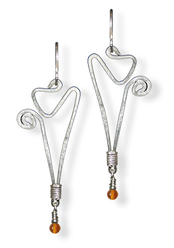 Taper Dangle Earrings, Amber