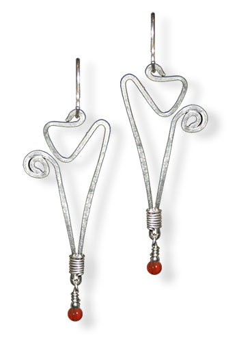 Taper Dangle Earrings, Red Carnelian