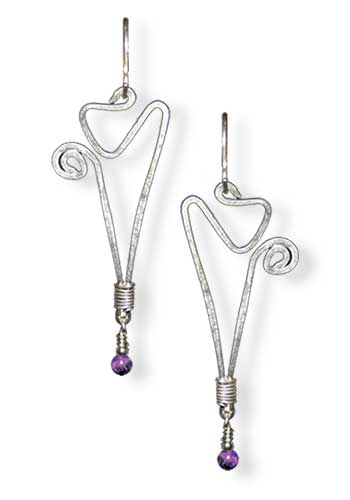 Taper Dangle Earrings, Amethyst