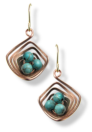 The Nest Earrings (Angular Copper Robin Blue)
