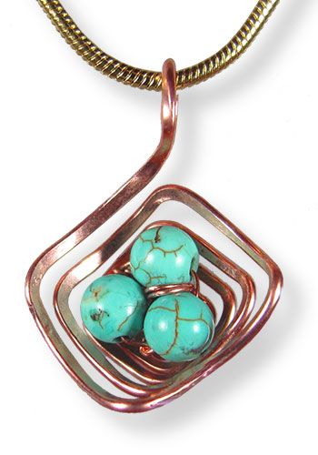 The Nest Pendant (Angular Copper Robin Blue)