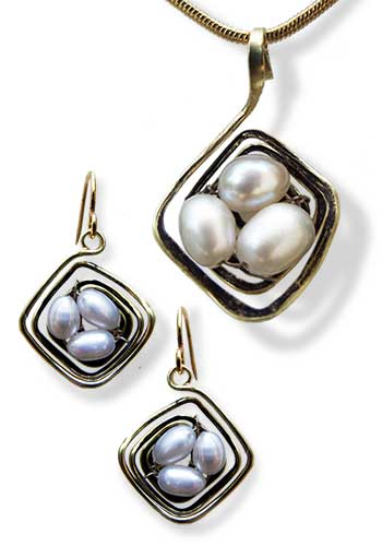 The Nest Set (Angular Brass with Pearls) 516-AB Set