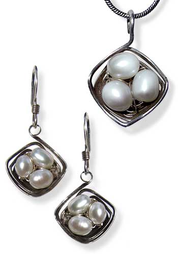 The Nest Set (Angular Silver with Pearls) 516-AS Set