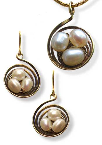 The Nest Set (Circular Brass with Pearls) 516-CB Set