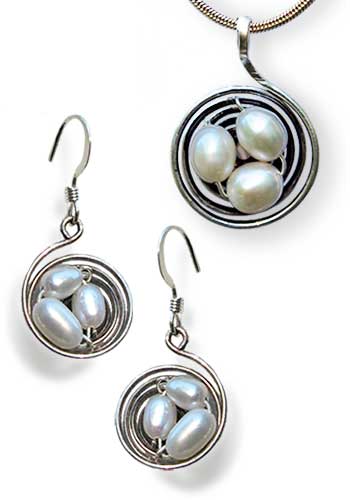 The Nest Set (Circular Silver with Pearls) 516(CS) Set