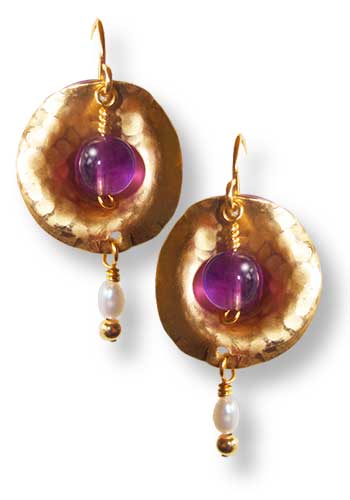 Tympani Earrings (Amethyst-Pearl)