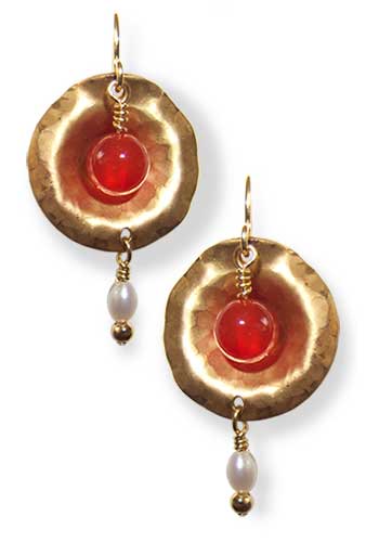 Tympani Earrings (Carnelian-Pearl)