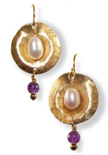 Tympani Earrings (Pearl-Amethyst)