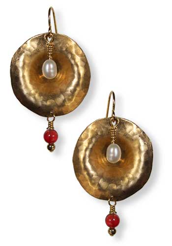 Tympani Earrings (Pearl-Carnelian)