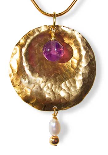 Tympani Pendant (Amethyst-Pearl)