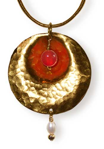 Tympani Pendant (Carnelian-Pearl)