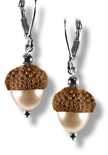 Acornucopia Earrings (White Pearl and Silver)