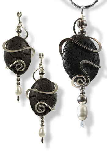 Lava Flow Earrings and Pendant Set