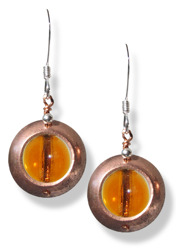 Origins Earrings (Amber)...Up-cycled Copper